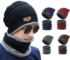 Winter Beanie Cap with Neck Warmer | Warm Wool Knit Hat for Men & Women