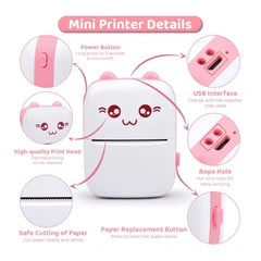 Dropship Mini Printer (Pink-White)