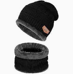 Winter Beanie Cap with Neck Warmer | Warm Wool Knit Hat for Men & Women