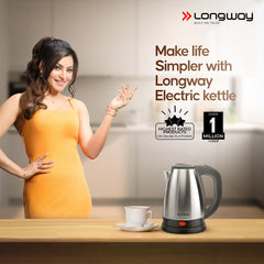 Longway Kestro 2 Ltr Electric Kettle With Stainless Steel Body For Boiling, 1500 Watt